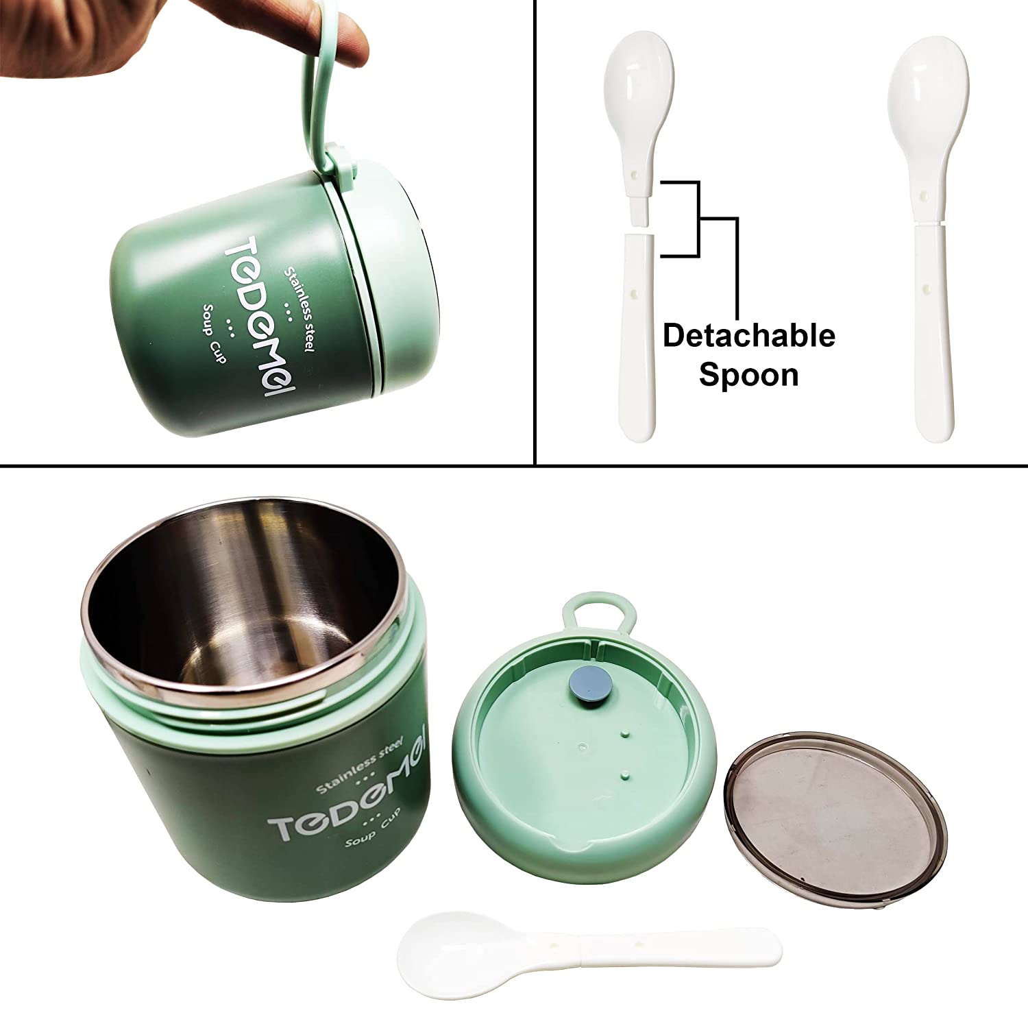7157 Stainless Steel Solid Premium 1Pc Soup Container with Spoon and 1 Spoon On Soup Cup Top DeoDap 7157 Stainless Steel Solid Premium 1Pc Soup Container with Spoon and 1 Spoon On Soup Cup Top DeoDap